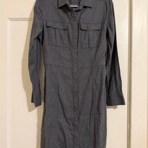 Gray Button-Up Utility Dress